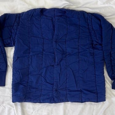 Vintage PREORDER Overdye Cobalt Blue Reversible Cotton Quilt Jacket | Unisex 70s Europe Puffer | M L | 