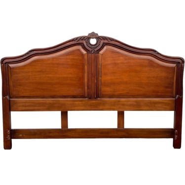 Provincial King Headboard by Century - Vintage Carved Mahogany Wooden French Country Style Bedroom Furniture 