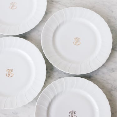 Porcelain Bernardaud Limoges Monogrammed Dinner Plate Set of 10