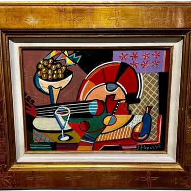 Jozef Popczyk Cubist Art Deco Painting Still Life