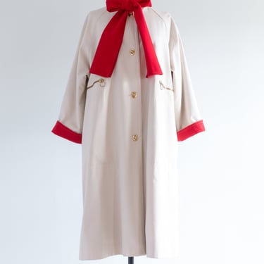 ICONIC 1970's Bonnie Cashin Red &amp; White Coat and Scarf / ML