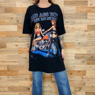 1993 Harley Davidson 3D Emblem Bad Ass Boys Have Bad Ass Toys Biker Tee Shirt 
