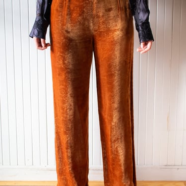 Vintage Fendi Burnt Orange Coordinate Two-Piece Velvet Set - Trouser