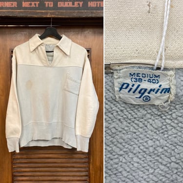 Vintage 1950’s “Pilgrim” Two-Tone Cotton Workwear Sweatshirt with Big Rib Detail, 50’s Vintage Clothing 