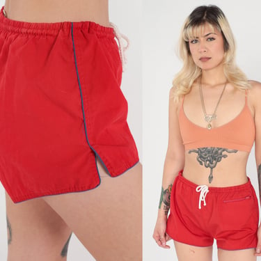 80s Ringer Shorts Red Jogging Shorts Running High Waisted Retro, Shop  Exile