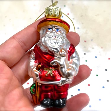 VINTAGE: Glass Christmas Santa Ornament - Mercury Ornament - Christmas Ornaments Holiday Decorations Xmas 