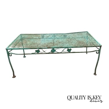 Vintage Woodard Salterini Style Green Wrought Iron Patio Outdoor Coffee Table