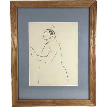 Origninal ALBERT MARQUET Pencil on Paper Double-Sided Drawing, Portrait Studies of Men Framed Art 