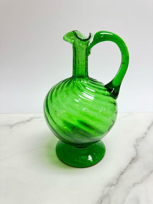 Green Swirl Hand Blown Vase