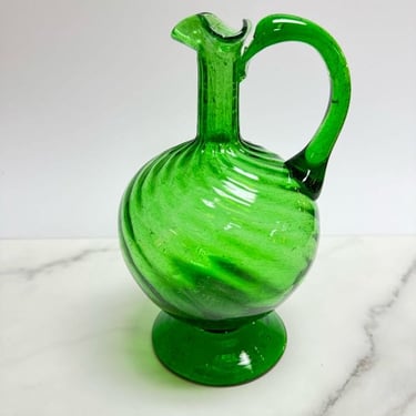 Green Swirl Hand Blown Vase