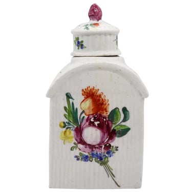 1790's Antique German Rauenstein White Porcelain Floral Tea Caddy 