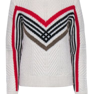 Maje - Ivory w/ Red, Black, & Tan Print Knit Sweater Sz 4