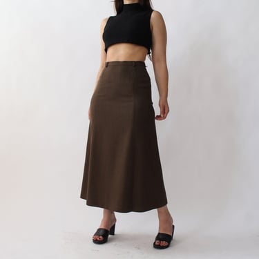 Vintage Sleek Mocha Midi Skirt - W26