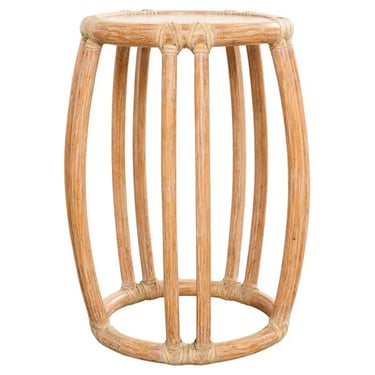 McGuire Organic Modern Cerused Rattan Drum Drink Table