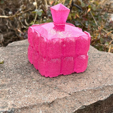 Resin Ring Box Trinket Box Pink Magenta Sparkle 