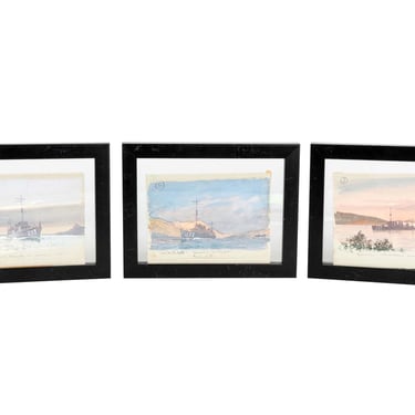 Three Framed Watercolors of USS McFarland