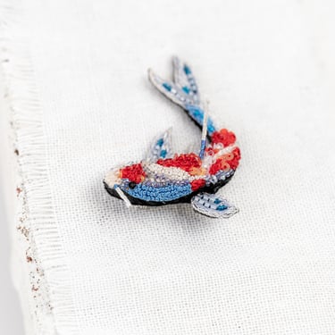 Kohaku Koi Fish Embroidered Pin