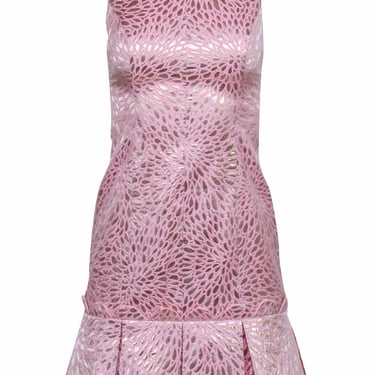 Lilly Pulitzer - Pink &amp; Gold Sheath Dress w/ Pleated Hem Sz 0