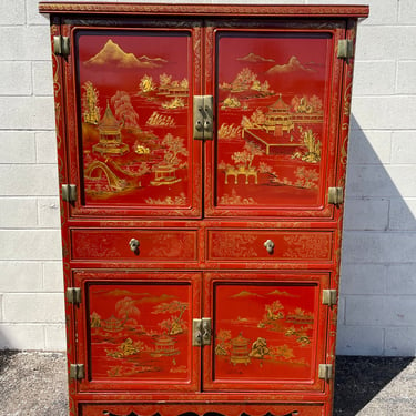 Antique Chinese Cabinet Armoire Tall Dresser Storage Asian Chinoiserie Boho Chic Ming Chest Drawers Bedroom CUSTOM PAINT AVAIL 