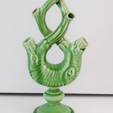 Green Faux Bois Style Ceramic Vase. 