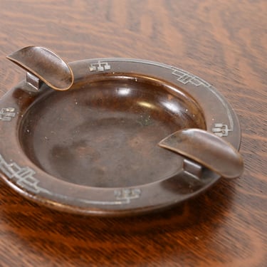 Heintz Arts & Crafts Sterling Silver on Bronze Ashtray