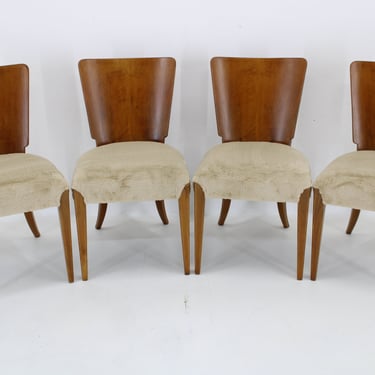 1950s  Jindrich Halabala Dining Chairs H-214 for UP Závody, Set of 4  /Mid-century / Brown Colour / Vintage Chairs / 