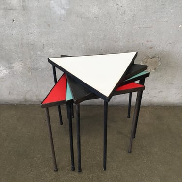 Mid Century Frederick Weinberg Triangle Stacking Tables