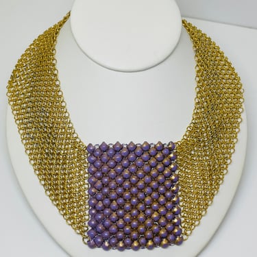 Ferrara Gold Mesh and Purple Necklace