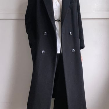 vintage black wool and cashmere blend overcoat 