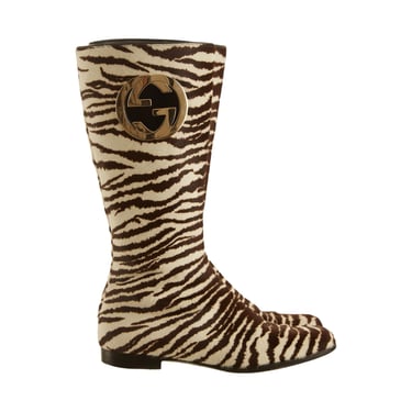 Gucci Zebra Print Knee-High Boots