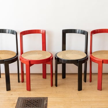 Set of 4 Black & Red Italian Dining Chairs
