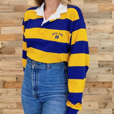 Vintage Notre Dame 70's Striped Rugby Polo Shirt 