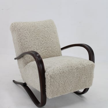 1930s Jindrich Halabala Thonet H-269 Armchair in Sheepskin, Restored 