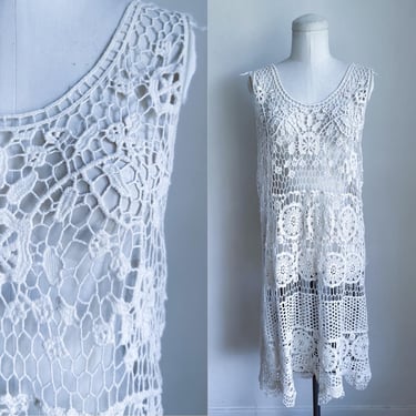 Vintage Ecru Crochet Dress / M-L 