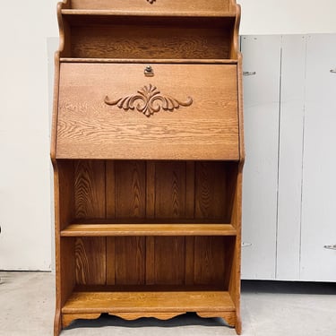 Larkin Style Secretary Desk Bookshelf Cabinet Narrow Entryway Piece Quarter Sawn Oak - DOES NOT Ship Free 