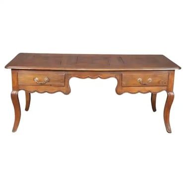 Carved Floral Back 18th Century Country French Carved Walnut Writing Desk