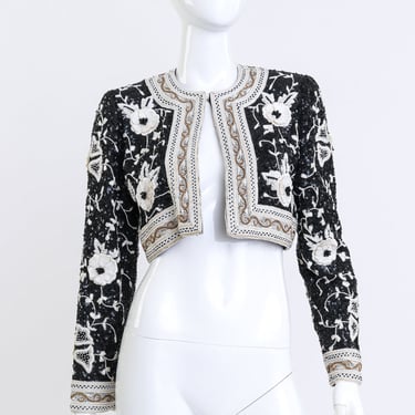 Beaded Floral Crop Jacket