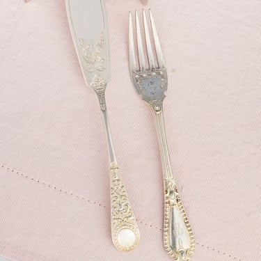 Vintage Silverplate Hotel Flatware - Fish Fork & Knife Pair