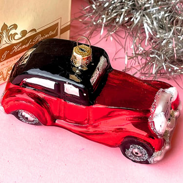 VINTAGE: Poland Glass Car Ornament in Box - Mercury Glass Ornament - By Impuls - Glittery Ornament - SKU 30-00008866 