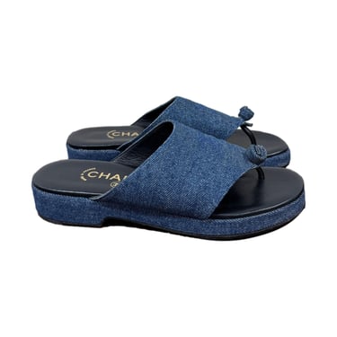 Chanel Denim Logo Sandals