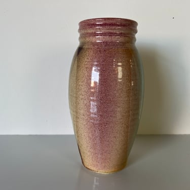 80's Vintage Sejal Pink & Green Glaze Ceramic Vase 