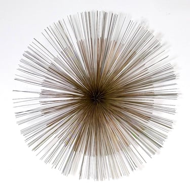 Large Vintage Mid Century Modern Starburst Urchin Pom Pom Mixed Metal Abstract Brutalist Wall Sculpture by Curtis Jere 