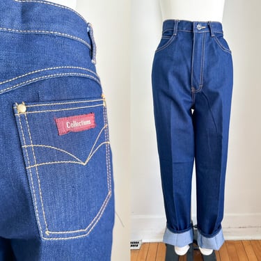 Vintage 1980s Indigo High Waist Jeans / 29