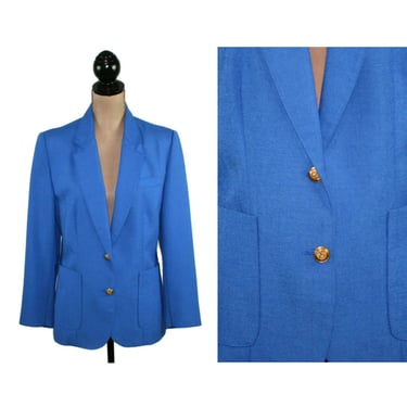 80s Blue Blazer Medium | Tailored Office Jacket | Classic Business Wear | 1980s Clothes Women | Vintage from Worthington - Made in Japan 
