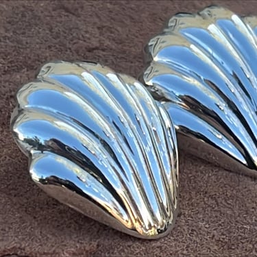 Vintage Mexico Sterling Silver Stud / Post Shelll / Clam Earrings 