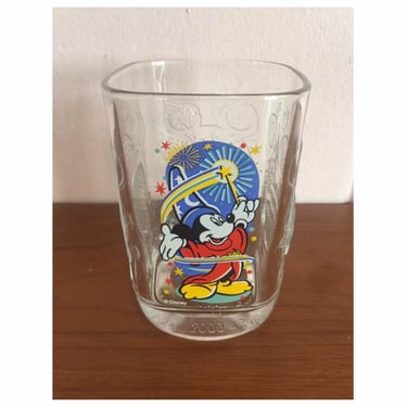 Fabulous Commemorative 1999/2000 Millennium Mickey Mouse The Sourcerer Glass with Walt Disney World and Epcot Impressions 