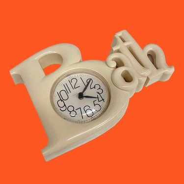Vintage Burwood Bath Clock Retro 1980s Contemporary + Style 2654-D + Cream + Plastic + Number Face + Battery Operated + Bathroom Wall Decor 
