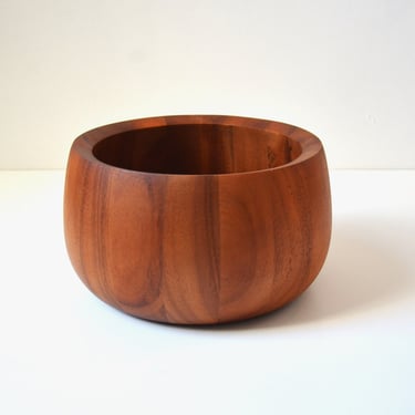 Large 10.5" Staved Teak Danish Modern wooden Bowl by Dansk, Denmark - 4 Ducks Mark 