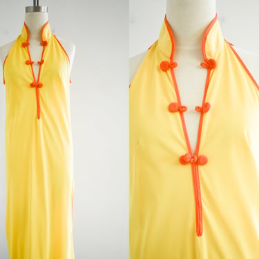 1960s Gaymode Yellow and Orange Long Night Gown 