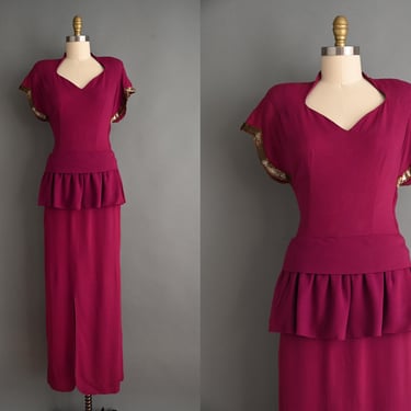 vintage 1940s Dress | Designer Jourdelle Of Hollywood Rayon Cocktail Dress | Medium 